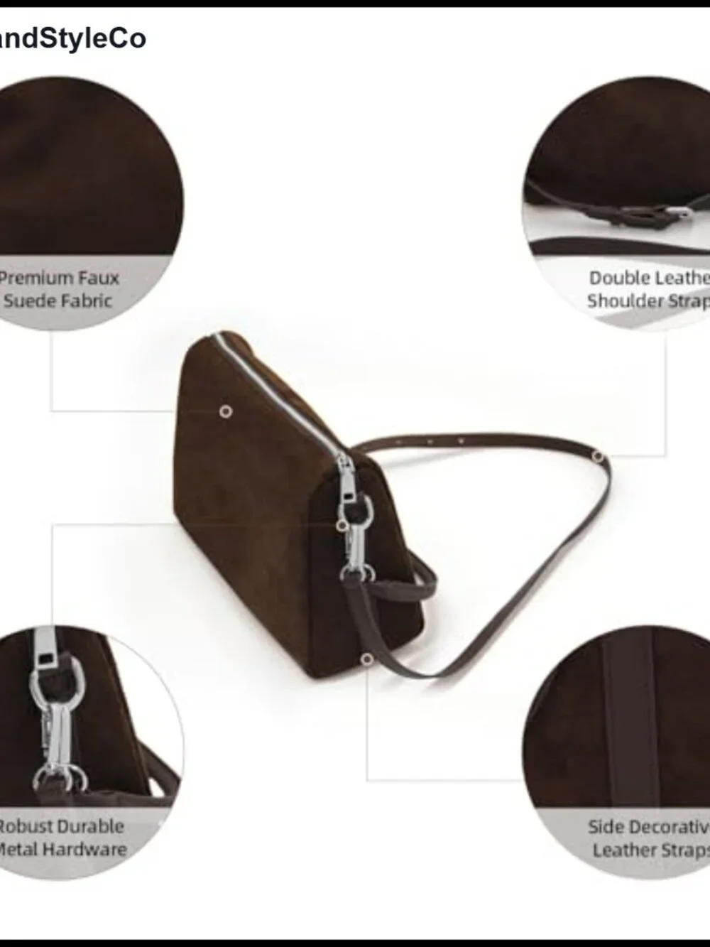 Faux Suede Tote Bag with Straps, Adjustable Crossbody Hobo Purse, Shoulder